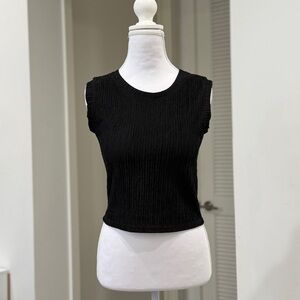 Black Sleeveless Ribbed Top